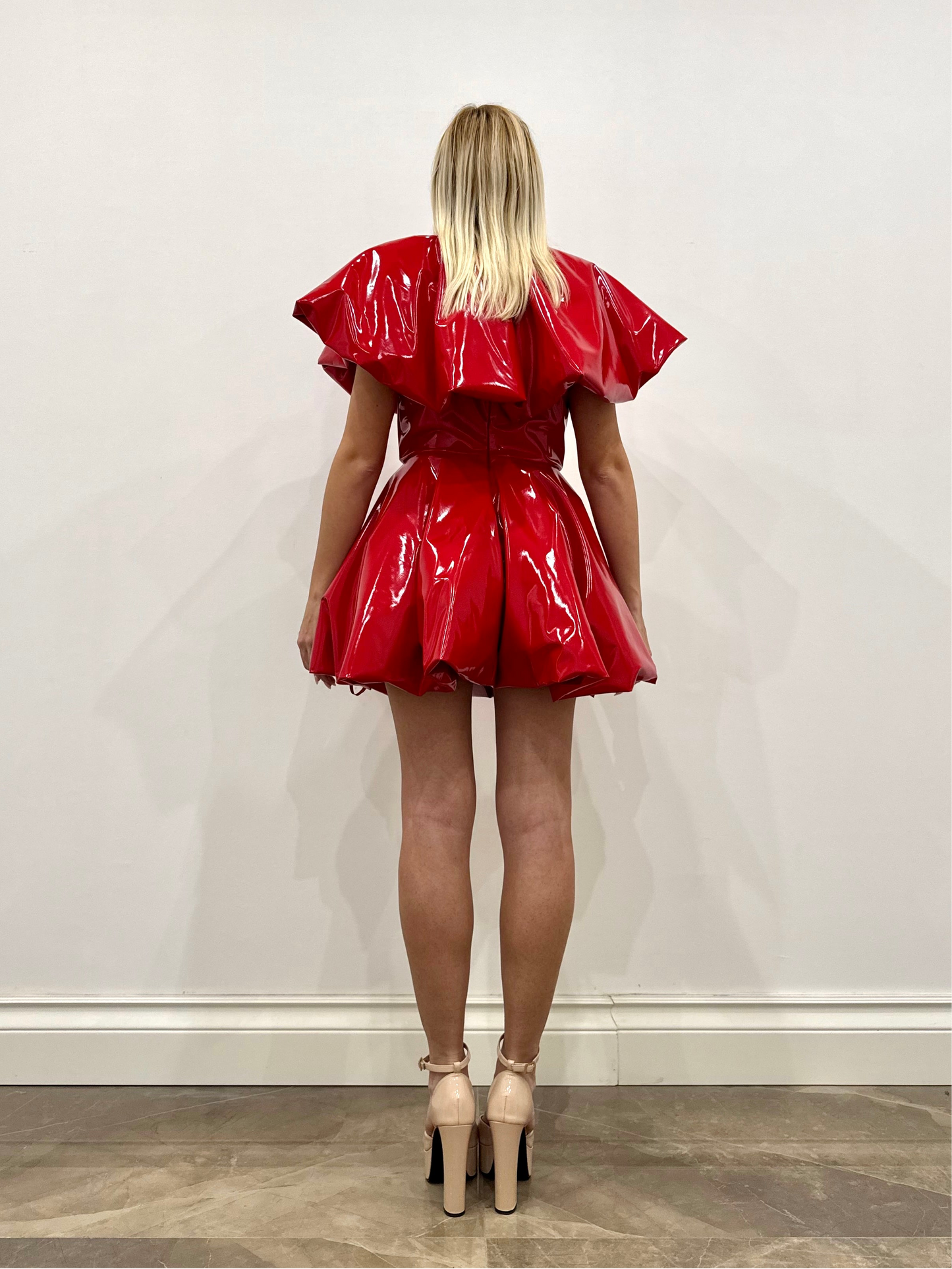 VINYL RED SHORT DRESS