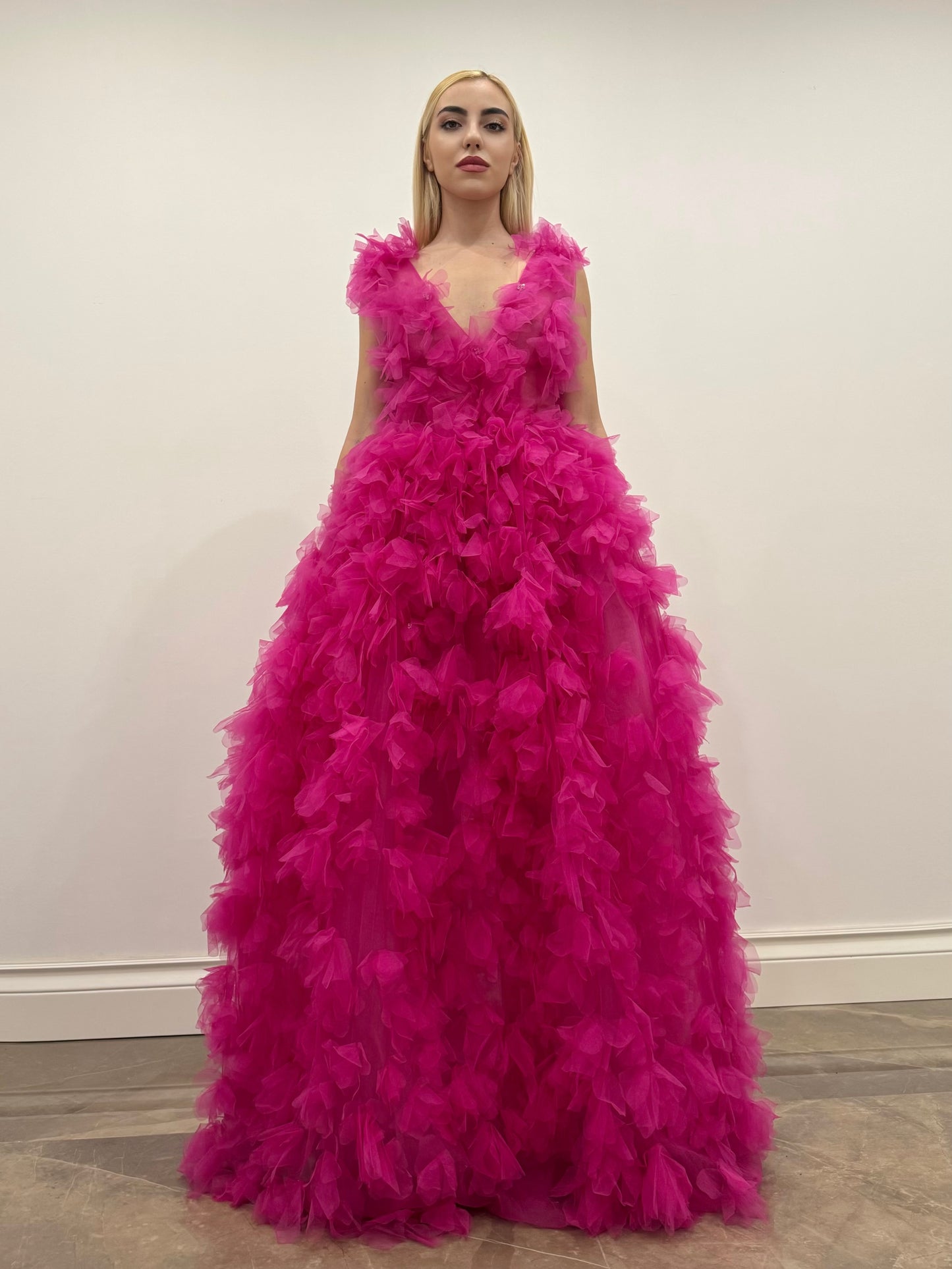 3D FLOWER TULLE DRESS