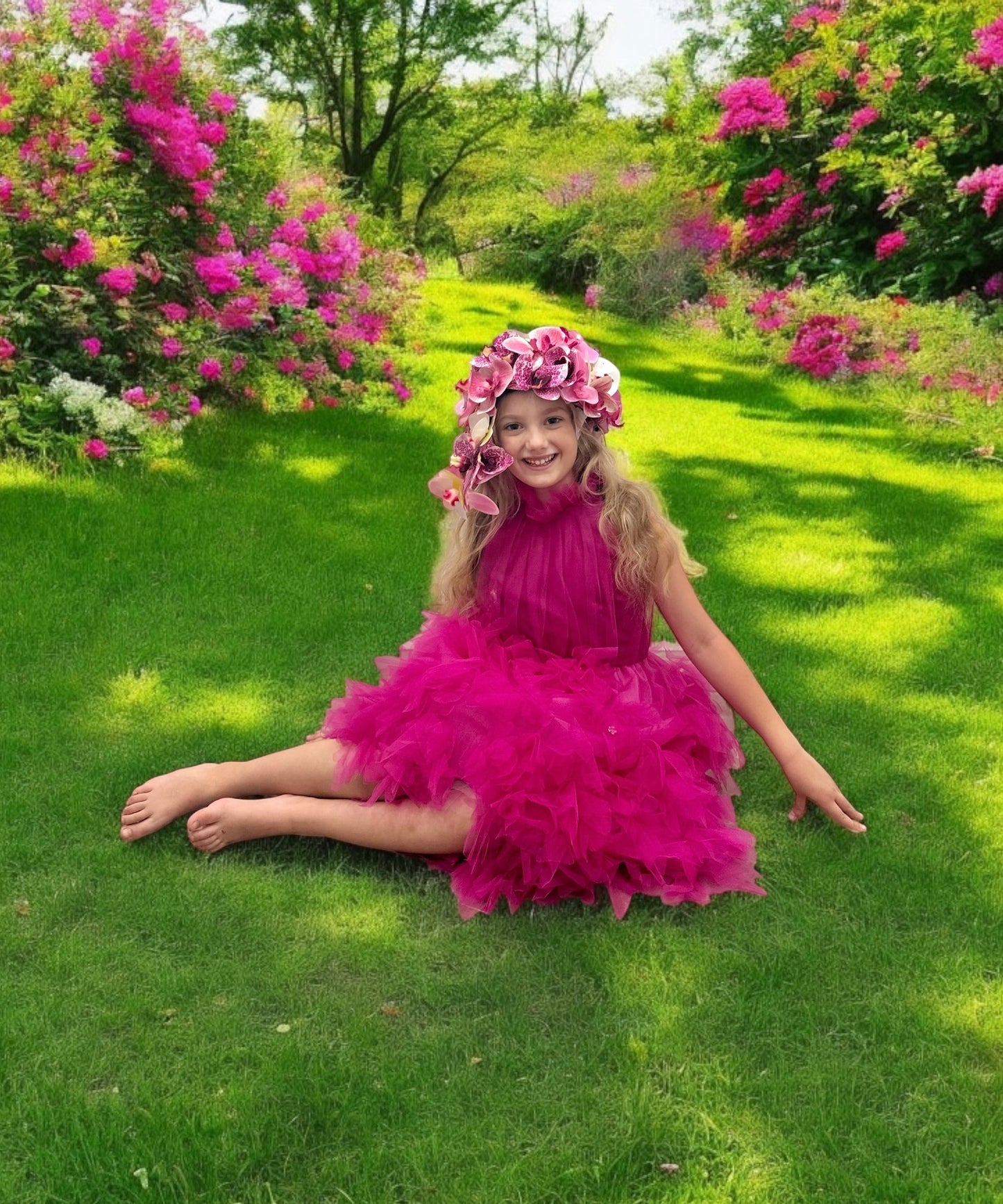 3D FLOWER TULLE DRESS