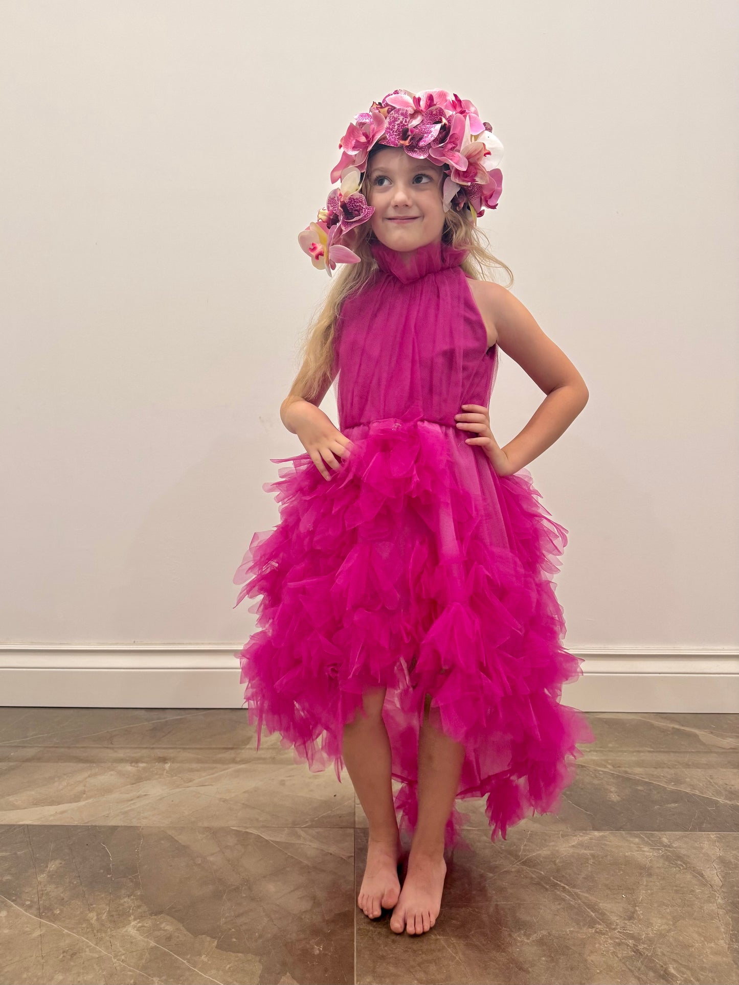 3D FLOWER TULLE DRESS