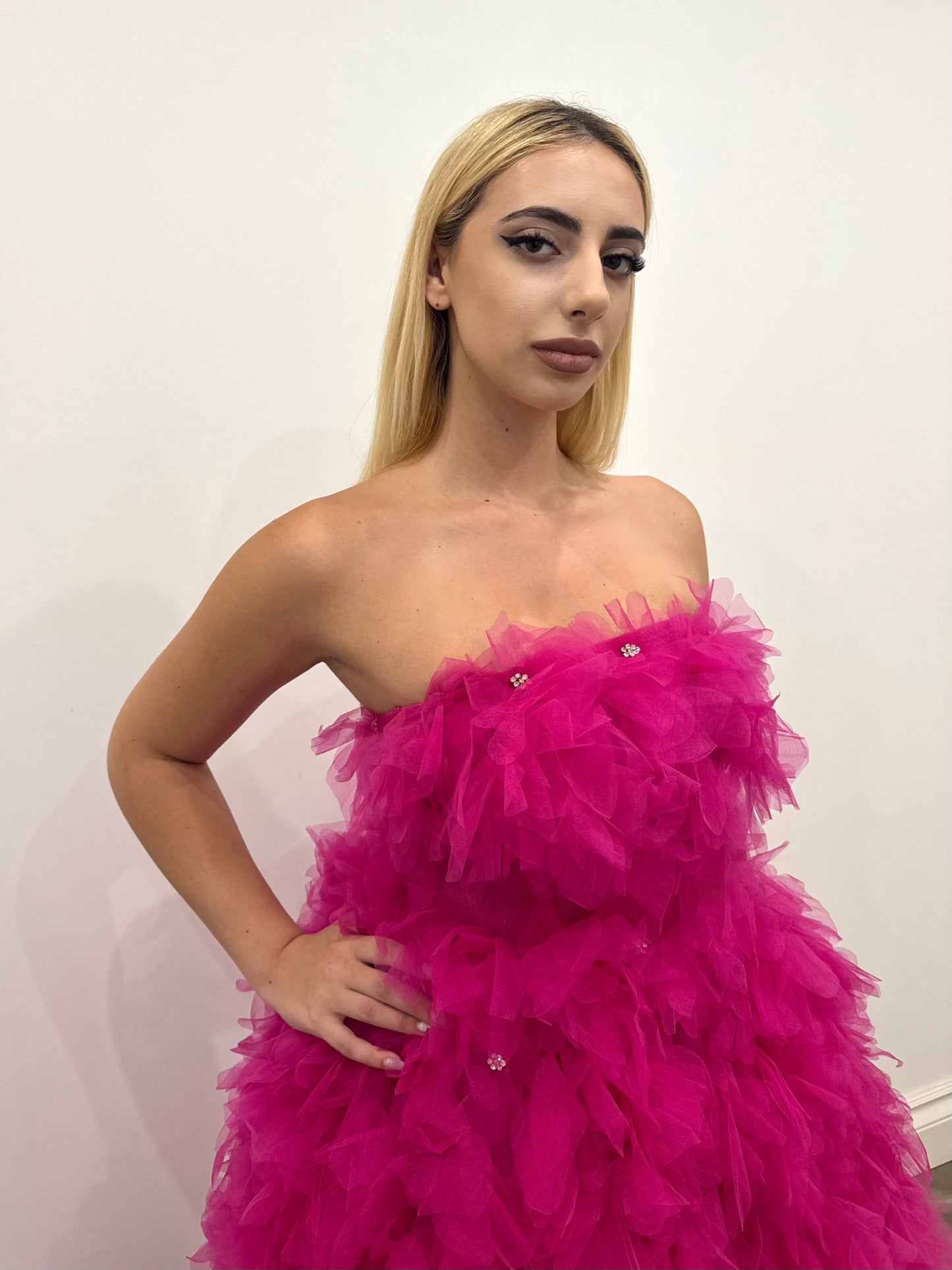 3D FLOWER TULLE DRESS