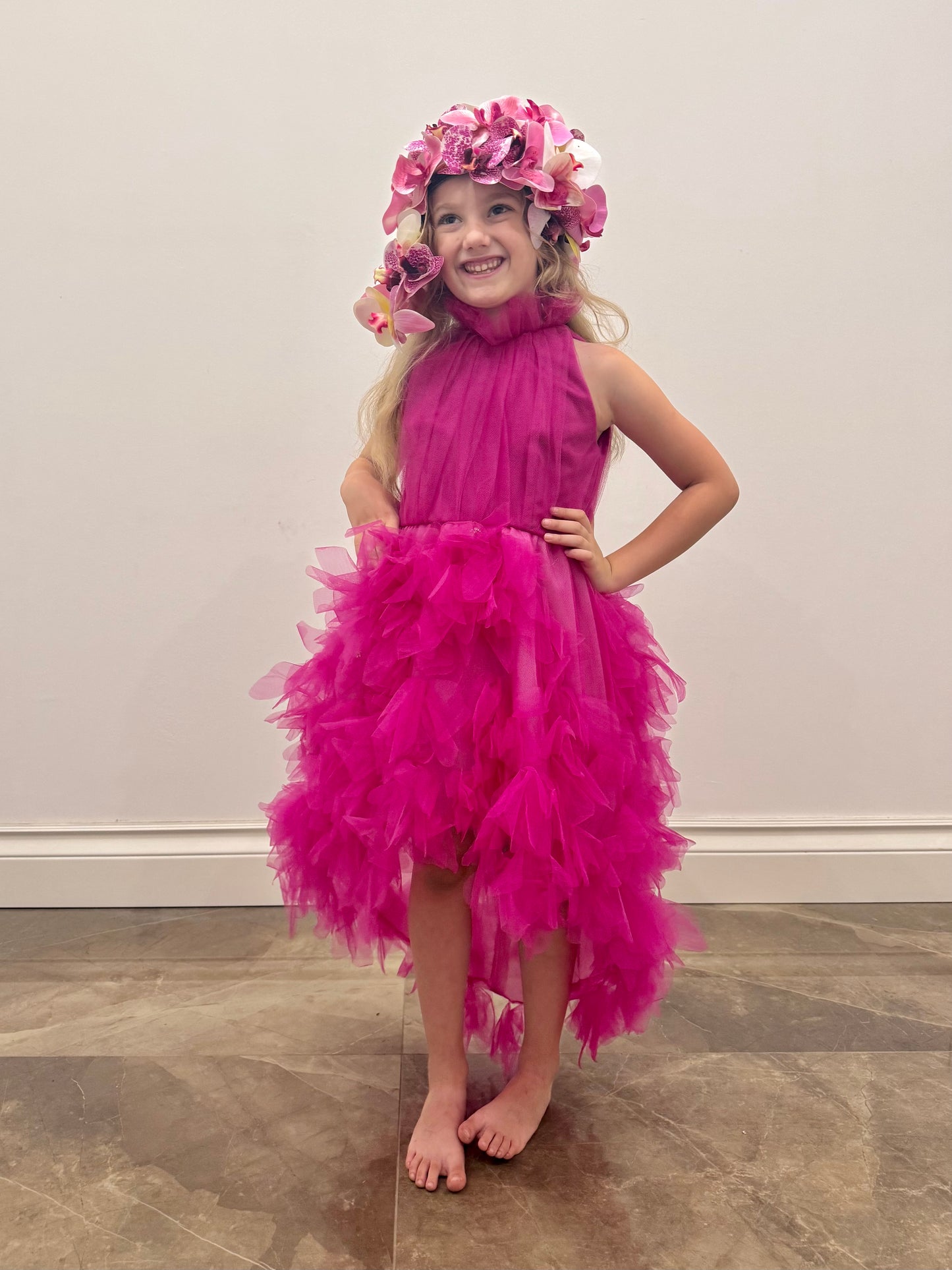 3D FLOWER TULLE DRESS