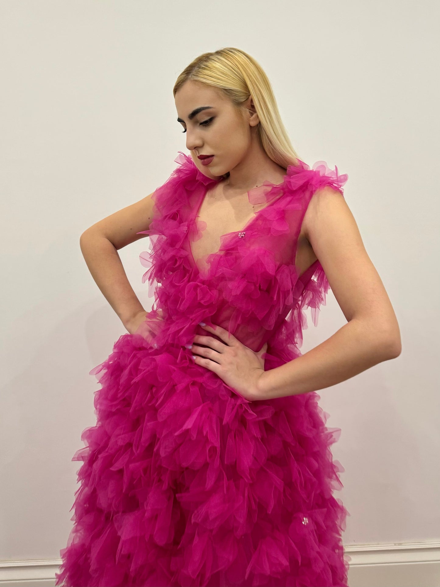3D FLOWER TULLE DRESS